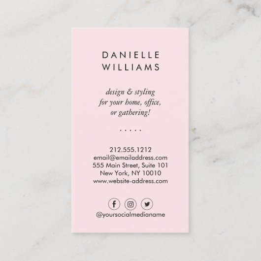 ラグジュアウォーターカラーピンク花模様 名刺 (裏面)