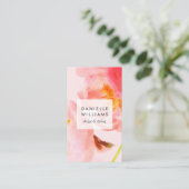 ラグジュアウォーターカラーピンク花模様 名刺 (スタンド正面)