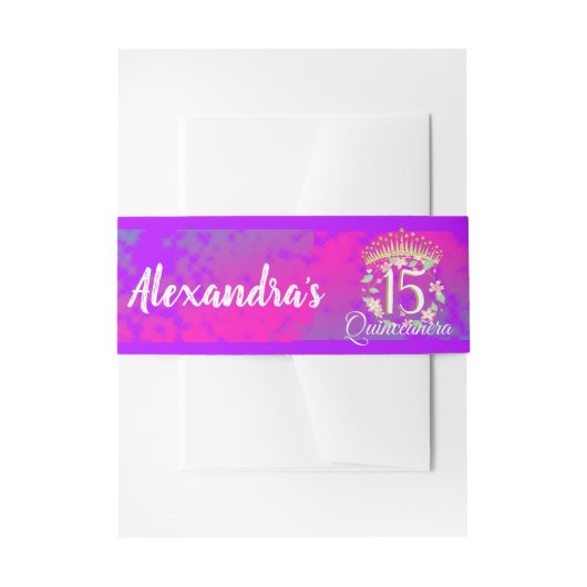 ラグジュアエレガントスアクア&ピンクキンセアニェラ 招待状ベリーバンド (正面例)