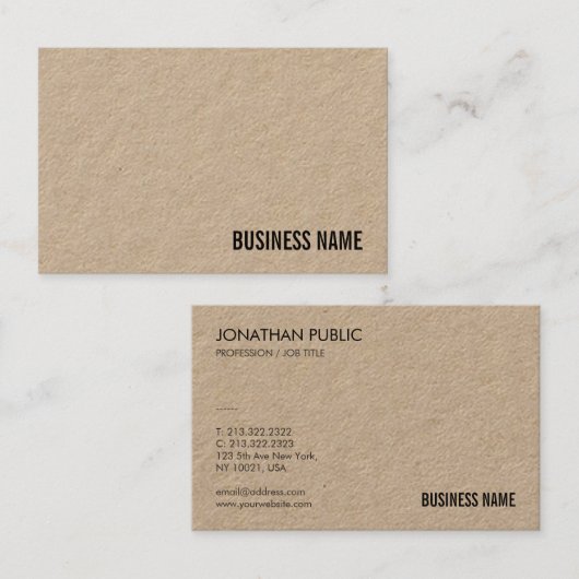 ラグジュアエレガントスクラフト実在紙モダンテンプレート 名刺 (正面/裏面)