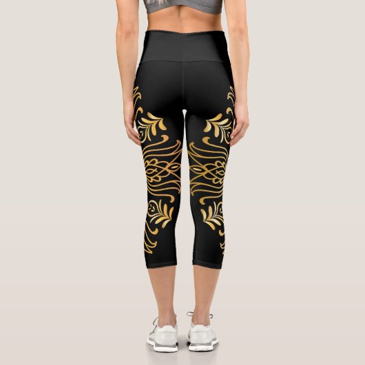 ラグジュアエレガントス金ゴールド曼荼羅オンブラックカプリレグ カプリレギンス (裏面)