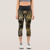 ラグジュアエレガントス金ゴールド曼荼羅オンブラックカプリレグ カプリレギンス (正面)