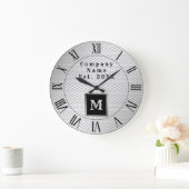 ラグジュアエレガントリーシルバーメモノグラムのタル ラージ壁時計 (ホーム)