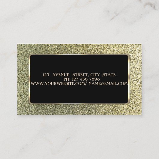ラグジュアエレガントリースタイリッシュ、プロフェッショナル、キラキラ 名刺 (裏面)