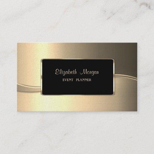 ラグジュアエレガントリースタイリッシュ、金ゴールド、フレーム 名刺 (正面)