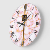 ラグジュアエレガントリーブモダンラック金ゴールド大理石 ラージ壁時計 (傾斜)