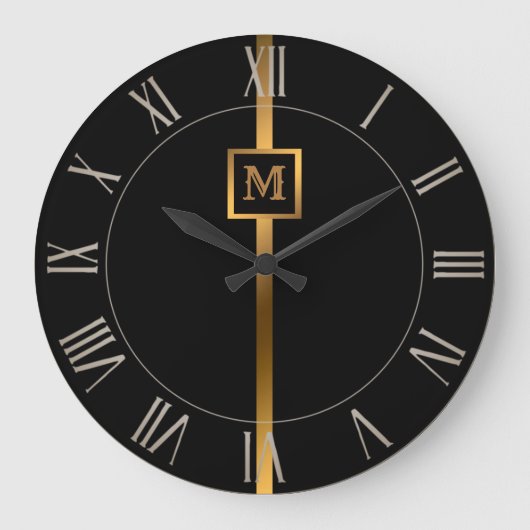 ラグジュアエレガントリーブモダンラック金ゴールド大理石 ラージ壁時計 (正面)