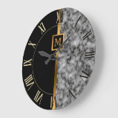 ラグジュアエレガントリーブモダンラック金ゴールド大理石 ラージ壁時計 (傾斜)