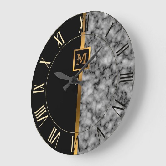 ラグジュアエレガントリーブモダンラック金ゴールド大理石 ラージ壁時計 (傾斜)