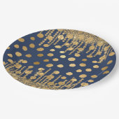 ラグジュアエレガントリーブルー金ゴールドラインストーンズきらきら光る宝石 ペーパープレート (アングル)