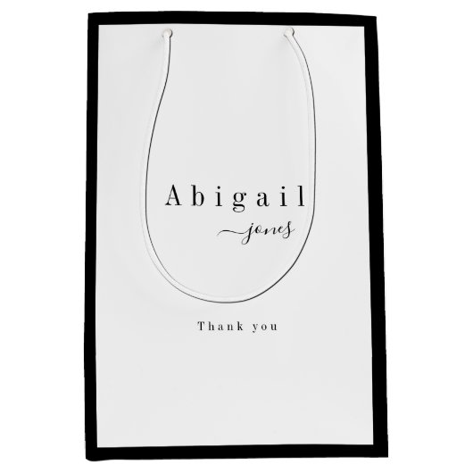 ラグジュアエレガントリーミニマリストスクリプト名パーソナライズされた ミディアムペーパーバッグ (正面)