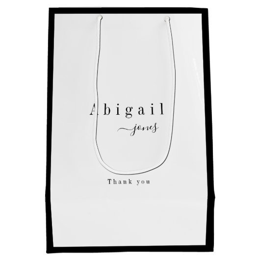 ラグジュアエレガントリーミニマリストスクリプト名パーソナライズされた ミディアムペーパーバッグ (裏面)