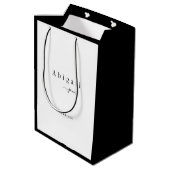 ラグジュアエレガントリーミニマリストスクリプト名パーソナライズされた ミディアムペーパーバッグ (裏面アングル)