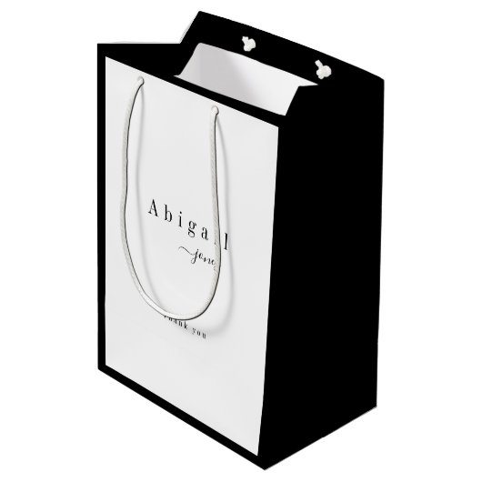 ラグジュアエレガントリーミニマリストスクリプト名パーソナライズされた ミディアムペーパーバッグ (裏面アングル)