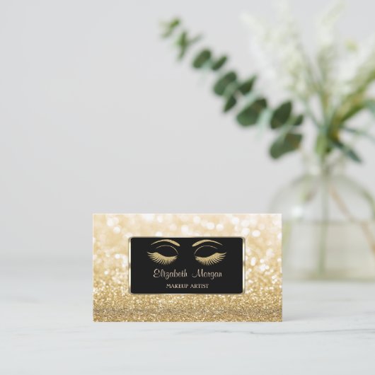 ラグジュアエレガントリーモダン、キラキラした《写真》ぼけ味、ラフェイクッシュ 名刺 (スタンド正面)