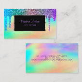 ラグジュアエレガントリーモダン、レインボーホログラフィック、ドリップ 名刺 (正面/裏面)