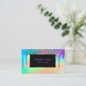 ラグジュアエレガントリーモダン、レインボーホログラフィック、ドリップ 名刺 (スタンド正面)