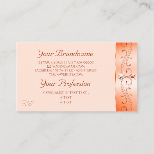 ラグジュアグラムサーモン華美ジュエきらめくリーイニシャル 名刺 (裏面)