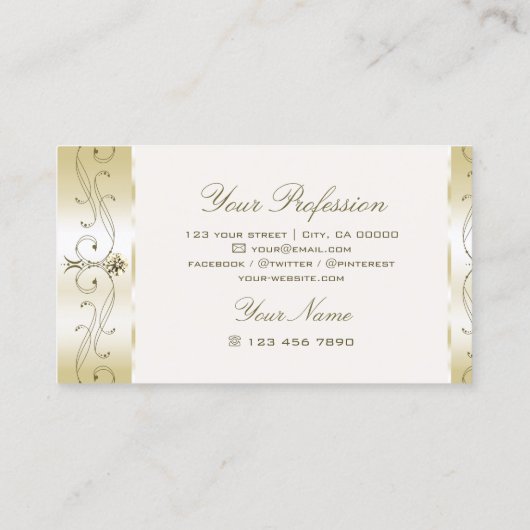 ラグジュアグラム金ゴールドとクリー華美ム縁どア装飾 名刺 (裏面)