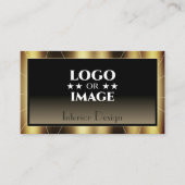 ラグジュアグラーム黒い金ゴールドフレーム茶色のグラデーション(ロゴ付き) 名刺 (正面)