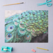 ラグジュアスボホエレガントティール（緑がかった色）ピーコックフェザーズ 薄葉紙 (クラフト)