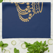 ラグジュアス金ゴールドクラウン海軍 キッチンタオル (折り畳み)