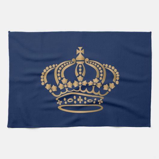ラグジュアス金ゴールドクラウン海軍 キッチンタオル (横)