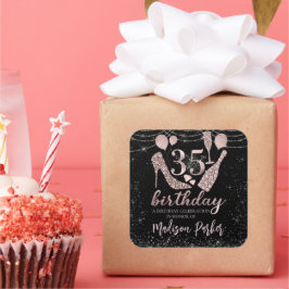 ラグジュアパーソナライズされたリー35th誕生日グリッター スクエアシール