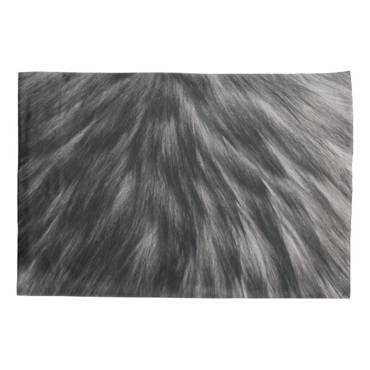 ラグジュアフェイクリーファープリントブラックグレーミンクアニマルヘア 枕カバー (裏面)