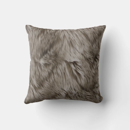 ラグジュアフェイクリーファープリントベージュタンミンクアニマルヘア  クッション (裏面)