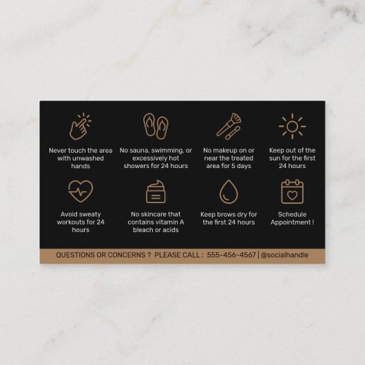 ラグジュアモダンリーブラウズアフターケアPMUブラウイインストラクション 名刺 (裏面)