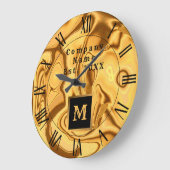 ラグジュアリエレガントー金ゴールド大モノグラムの理石 ラージ壁時計 (傾斜)