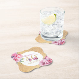 ラグジュアリカスタムー40thバースデーピオニー金ゴールドグリッター ペーパーコースター