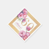 ラグジュアリカスタムー60th誕生日ピンク金ゴールドグリッター スタンダードカクテルナプキン (角)