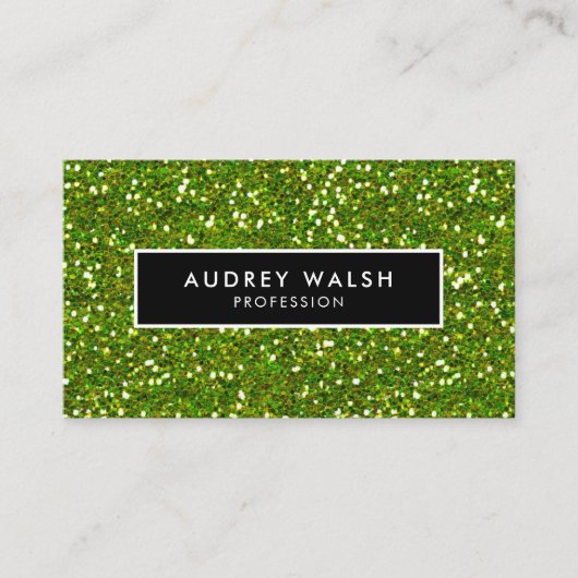 ラグジュアリガーリーーグリーングラムグリッター&ブラック 名刺 (正面)