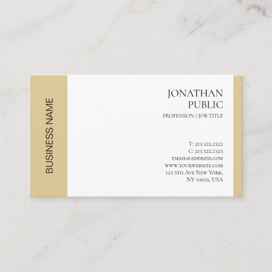 ラグジュアリモダンエレガントフェイク金ゴールドホワイトプロフェッショナル 名刺 (正面)