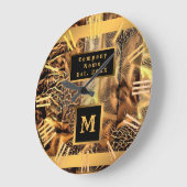 ラグジュアリユニークーウッド金ゴールドモノグラムの ラージ壁時計 (傾斜)