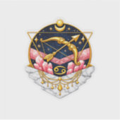 ラグジュアリーいて座ゴールドアーチャー幾何学ステッカー シール (正面)