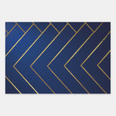 ラグジュアリーお洒落で洗練されたネイビーブルー&金ゴールド ラッピングペーパーシート (正面)