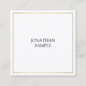 ラグジュアリーお洒落エリートデザイントレンディー金ゴールドプレーンモダン スクエア名刺 (正面)