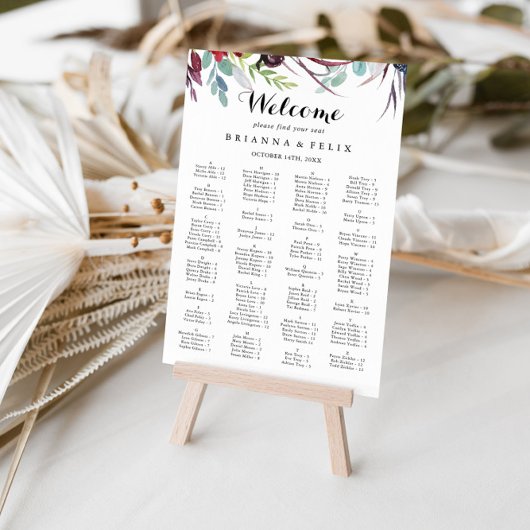 ラグジュアリーお洒落ボホのアルファベットの座席表 ポスター