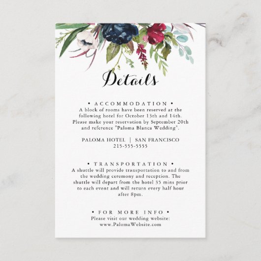 ラグジュアリーお洒落ボホフローラ結婚ズ詳細 エンクロージャーカード (正面)