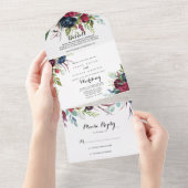 ラグジュアリーお洒落ボホフローラ結婚ズ オールインワン招待状 (貼ってはがせる)