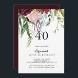 ラグジュアリーお洒落ボホフローラ40th誕生日パーティー 招待状<br><div class="desc">この高級ボホお洒落フローラ40歳の誕生日パーティの招待状は、素朴な誕生日パーティーに最適である。このデザインは数々の、バラ色と牡丹の花が緑の葉と自然のインスパイア美しいを持つ。</div>