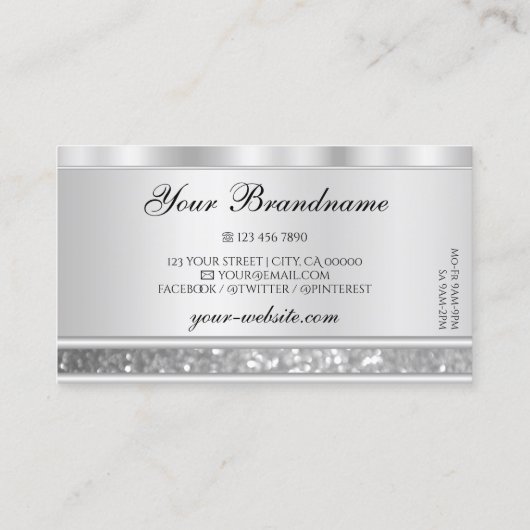 ラグジュアリーきらめくなシルバーグリッターとダイヤモンド 名刺 (裏面)