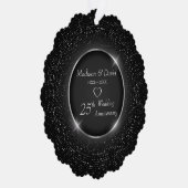 ラグジュアリーきらめくシルバーフレ結婚ーム記念日 オーナメントカード (右)