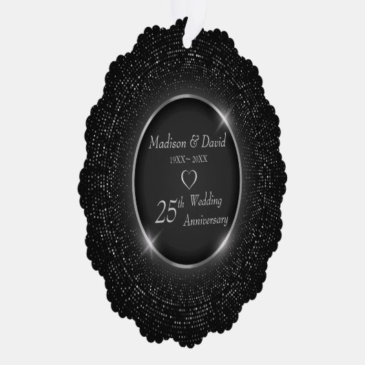 ラグジュアリーきらめくシルバーフレ結婚ーム記念日 オーナメントカード (右)