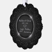 ラグジュアリーきらめくシルバーフレ結婚ーム記念日 オーナメントカード (左)