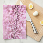 ラグジュアリーきらめくピンクローズ金ゴールドグリッター キッチンタオル (四つ折り)