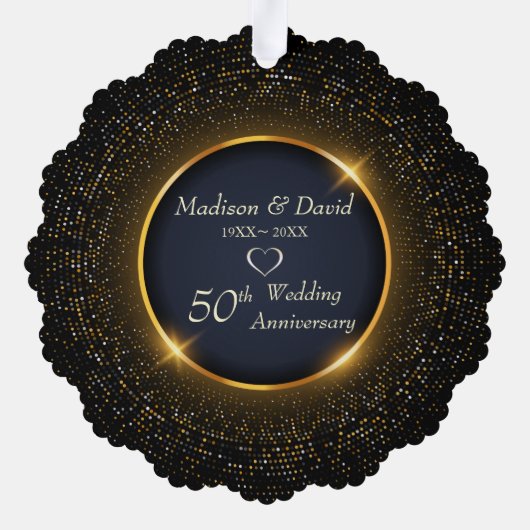 ラグジュアリーきらめくフレ結婚ーム記念日 オーナメントカード (裏面)